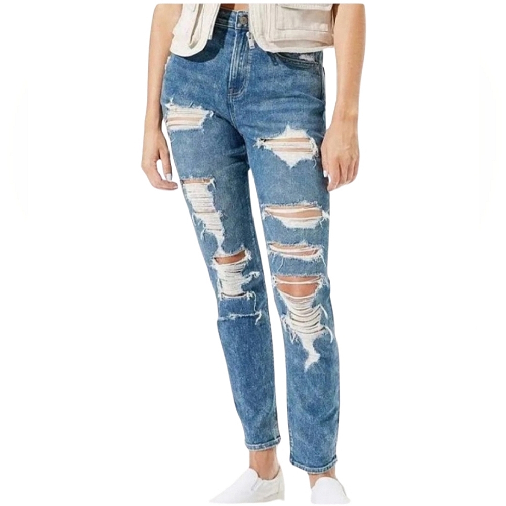 AE Stretch Ripped Mom Jean 4 Snkle Cropped
